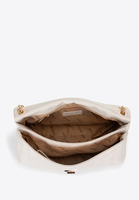 Wittchen Damen-Umhängetasche aus Öko-Leder, groß, zwei Fächer, cremefarben - Image 4