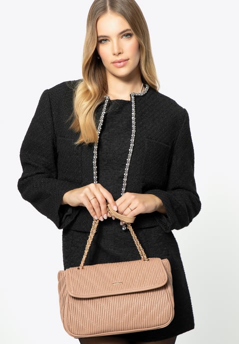 Wittchen Damen-Umhängetasche aus Kunstleder mit Kette, Beige - Image 1