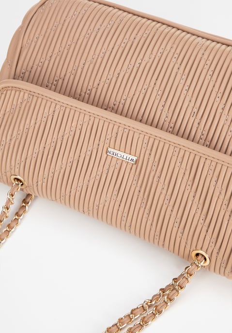 Wittchen Damen-Umhängetasche aus Kunstleder mit Kette, Beige - Image 6