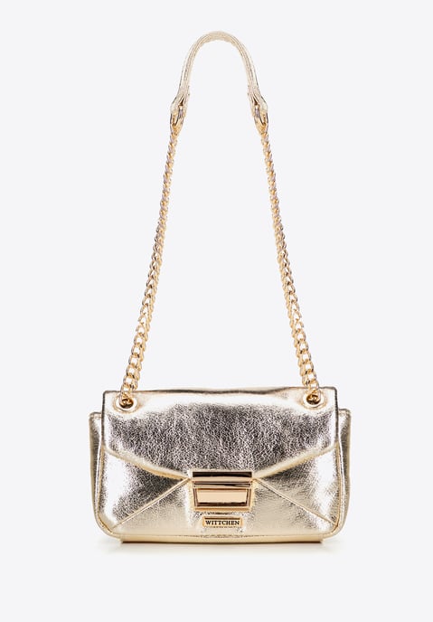 Wittchen Mini-Umhängetasche für Damen aus glänzendem, goldfarbenem Öko-Leder - Image 2