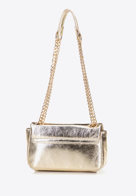 Wittchen Mini-Umhängetasche für Damen aus glänzendem, goldfarbenem Öko-Leder - Image 3