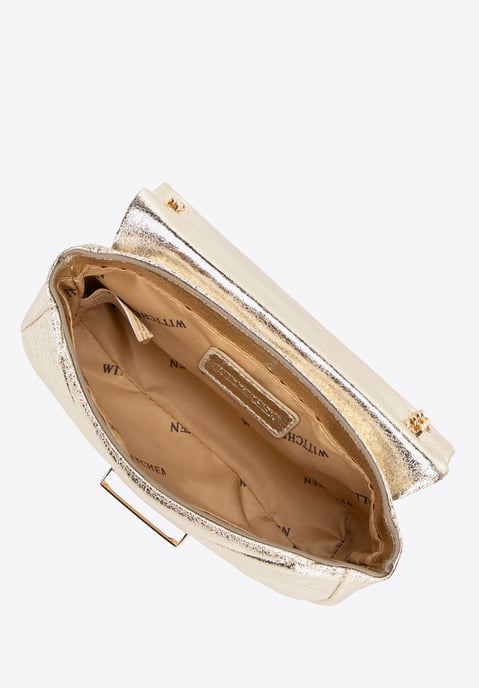 Wittchen Mini-Umhängetasche für Damen aus glänzendem, goldfarbenem Öko-Leder - Image 4