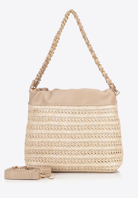 Wittchen Damen-Umhängetasche aus gewebtem Material mit Ketten, Beige - Image 2