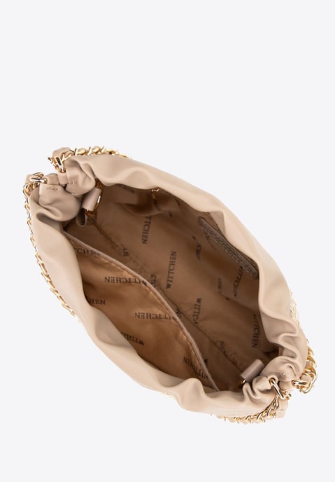 Wittchen Damen-Umhängetasche aus gewebtem Material mit Ketten, Beige - Image 3