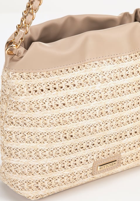 Wittchen Damen-Umhängetasche aus gewebtem Material mit Ketten, Beige - Image 4