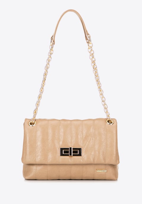 Wittchen Damen-Umhängetasche aus Öko-Leder, zwei Fächer, klein, beige - Image 2