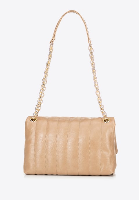 Wittchen Damen-Umhängetasche aus Öko-Leder, zwei Fächer, klein, beige - Image 3