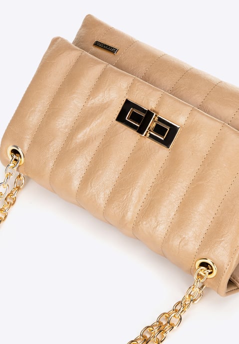 Wittchen Damen-Umhängetasche aus Öko-Leder, zwei Fächer, klein, beige - Image 5