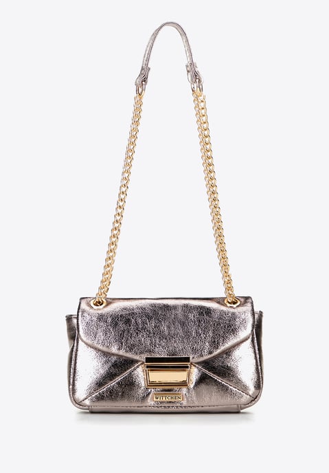 Wittchen Mini-Umhängetasche für Damen aus glänzendem grauem Öko-Leder - Image 2