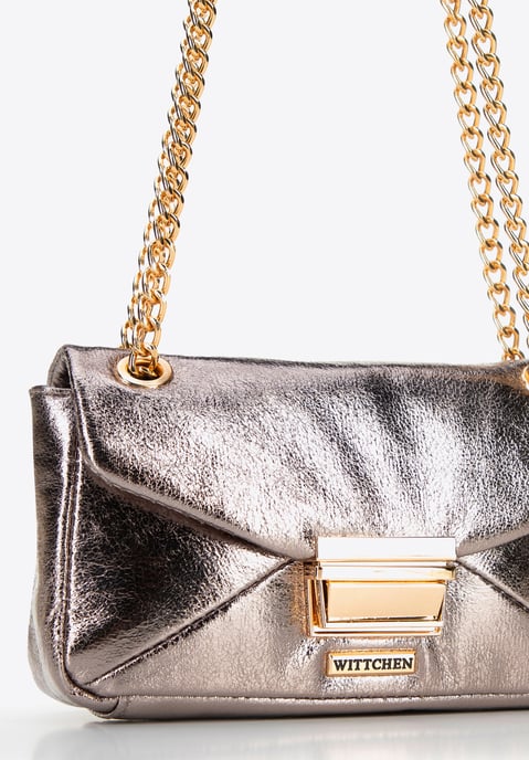 Wittchen Mini-Umhängetasche für Damen aus glänzendem grauem Öko-Leder - Image 5