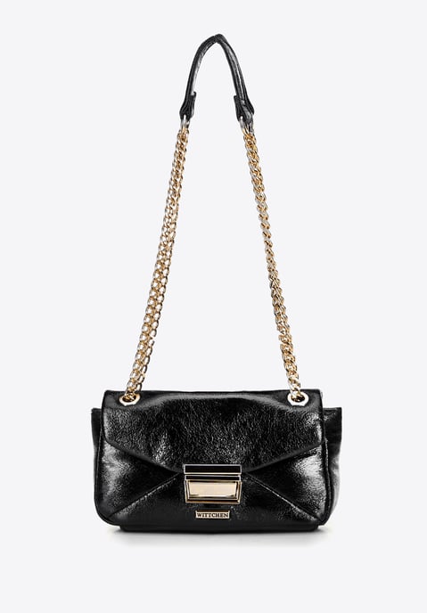 Wittchen Mini-Umhängetasche für Damen aus glänzendem Öko-Leder, Schwarz - Image 2