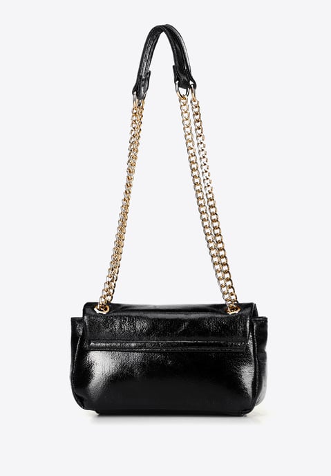Wittchen Mini-Umhängetasche für Damen aus glänzendem Öko-Leder, Schwarz - Image 3