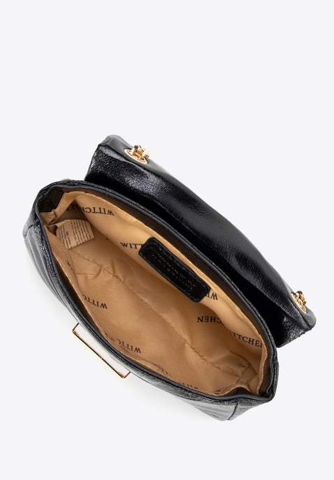 Wittchen Mini-Umhängetasche für Damen aus glänzendem Öko-Leder, Schwarz - Image 4