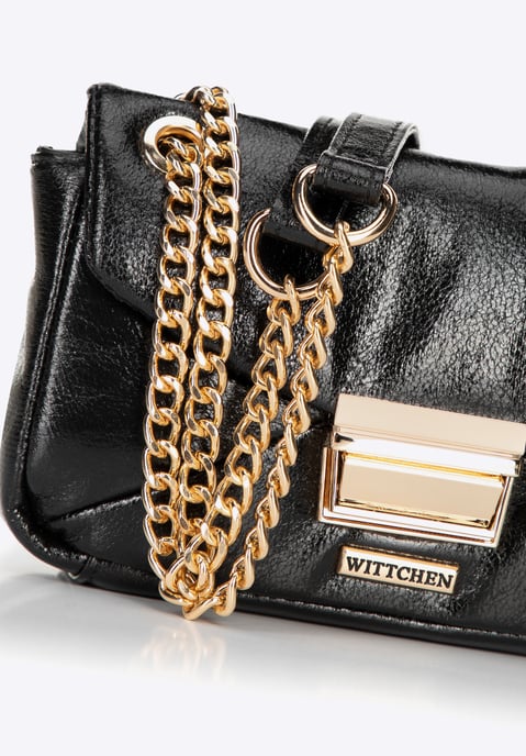 Wittchen Mini-Umhängetasche für Damen aus glänzendem Öko-Leder, Schwarz - Image 5