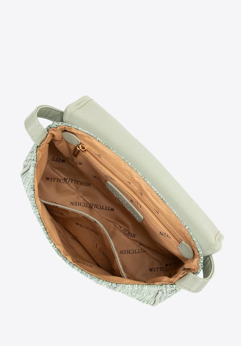 Wittchen Damen-Umhängetasche mit geflochtenem Überschlag, klein, grün - Image 3