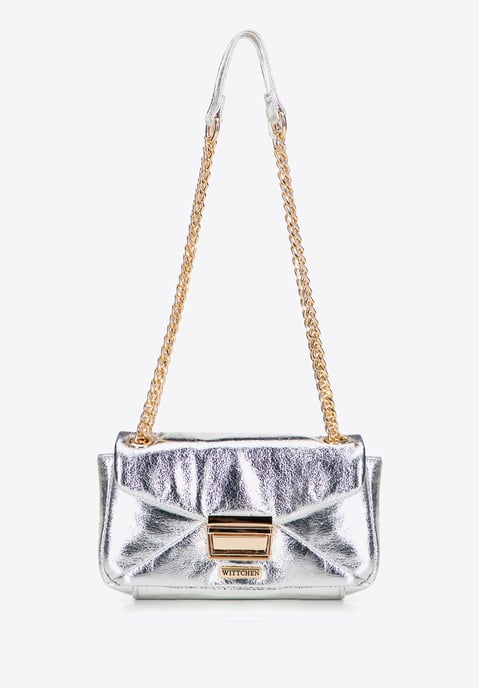 Wittchen Mini-Umhängetasche für Damen aus glänzendem silbernem Öko-Leder - Image 3