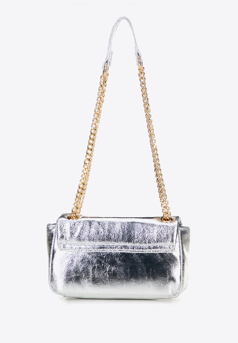 Wittchen Mini-Umhängetasche für Damen aus glänzendem silbernem Öko-Leder - Image 4