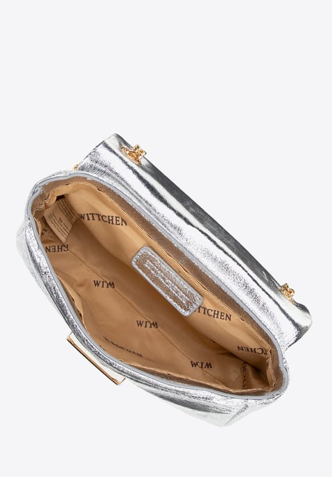 Wittchen Mini-Umhängetasche für Damen aus glänzendem silbernem Öko-Leder - Image 5
