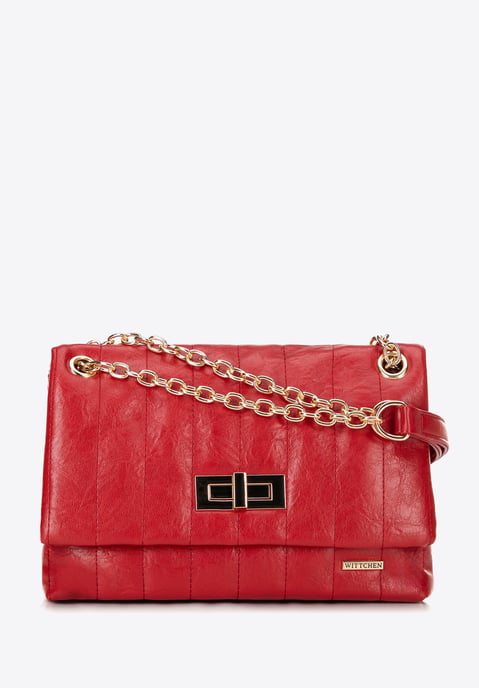 Wittchen Damen-Umhängetasche aus Öko-Leder, zwei Fächer, klein, rot - Image 2