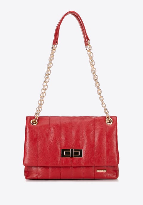 Wittchen Damen-Umhängetasche aus Öko-Leder, zwei Fächer, klein, rot - Image 3