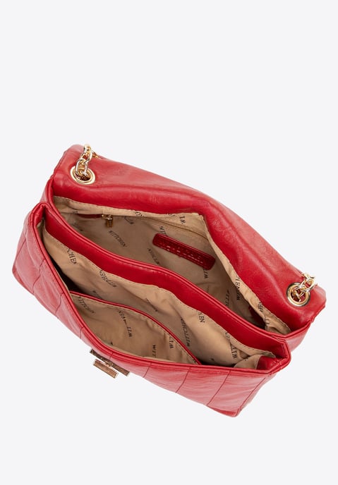 Wittchen Damen-Umhängetasche aus Öko-Leder, zwei Fächer, klein, rot - Image 5