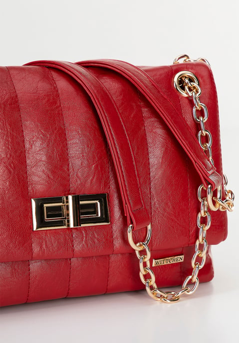 Wittchen Damen-Umhängetasche aus Öko-Leder, zwei Fächer, klein, rot - Image 6