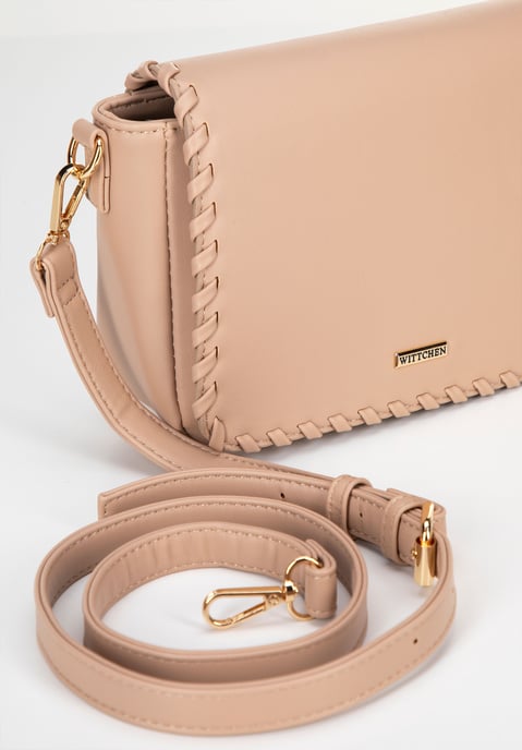 Wittchen Damen-Umhängetasche mit verziertem Überschlag, beige, Kunstleder - Image 4