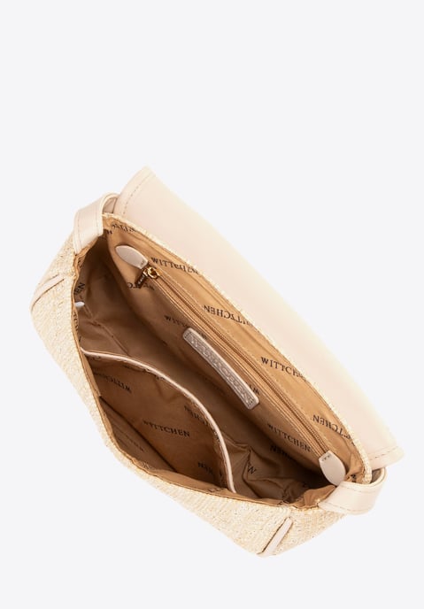 Wittchen Damen-Umhängetasche mit Flechtmuster und Überschlag, klein, beige - Image 3