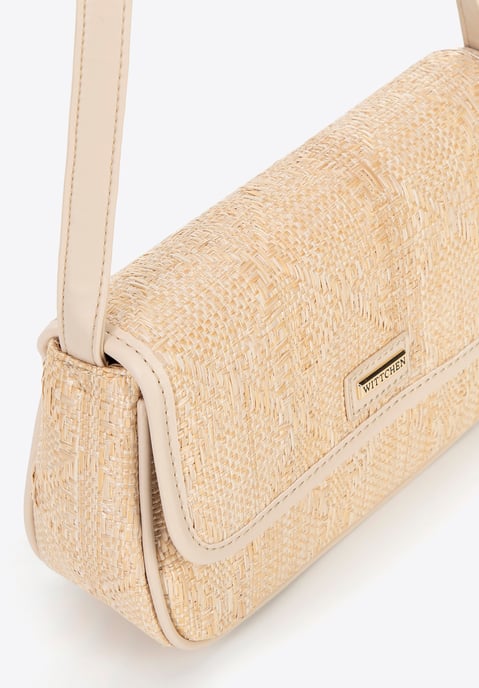 Wittchen Damen-Umhängetasche mit Flechtmuster und Überschlag, klein, beige - Image 4
