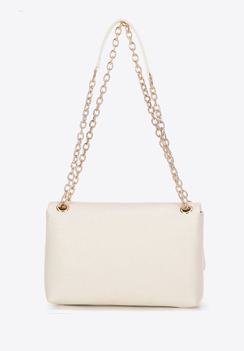 Wittchen Damen-Umhängetasche mit Kette, gewebt, cremeweiß - Image 3