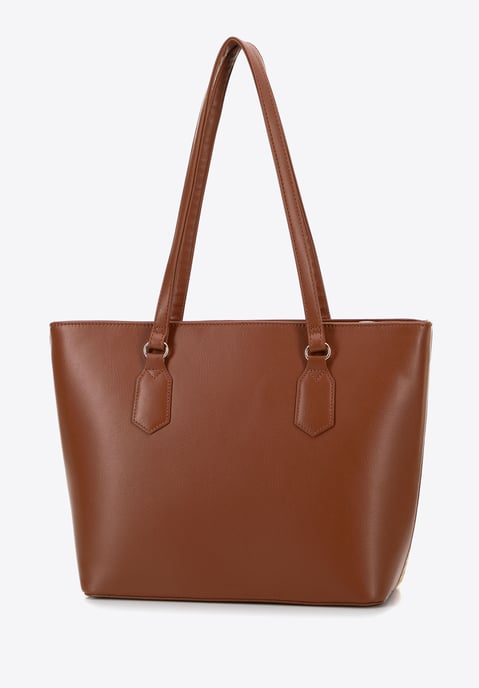 Wittchen Damen-Einkaufstasche aus Kunstleder und Flechtwerk, beige und braun - Image 3