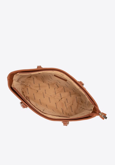 Wittchen Damen-Einkaufstasche aus Kunstleder und Flechtwerk, beige und braun - Image 4