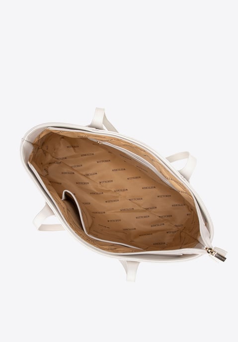 Wittchen Damen-Einkaufstasche aus Öko-Leder mit gewebten Akzenten, cremefarben - Image 5