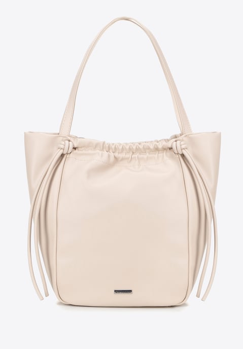 Wittchen Damen-Einkaufstasche aus Öko-Leder mit Zierbändern, beige - Image 2