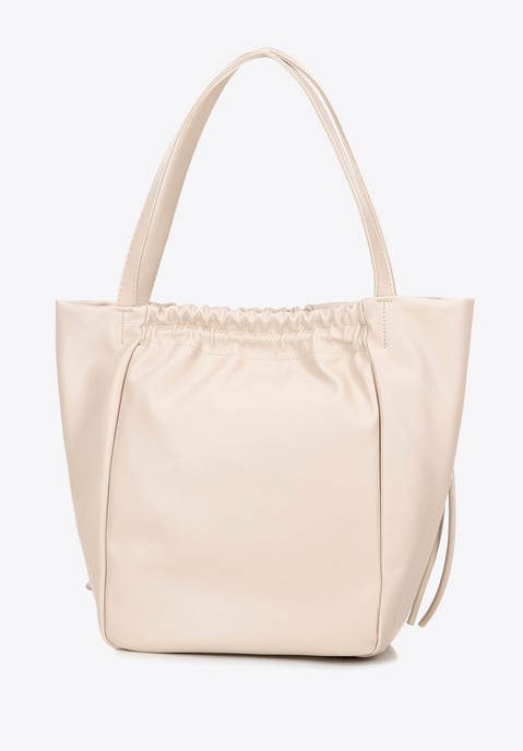 Wittchen Damen-Einkaufstasche aus Öko-Leder mit Zierbändern, beige - Image 3