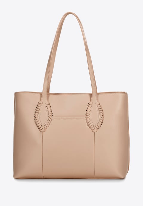 Wittchen Damen-Einkaufstasche aus Öko-Leder mit gewebten Akzenten, beige - Image 3