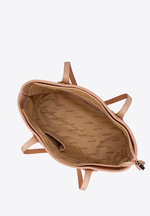 Wittchen Damen-Einkaufstasche aus Öko-Leder mit gewebten Akzenten, beige - Image 4