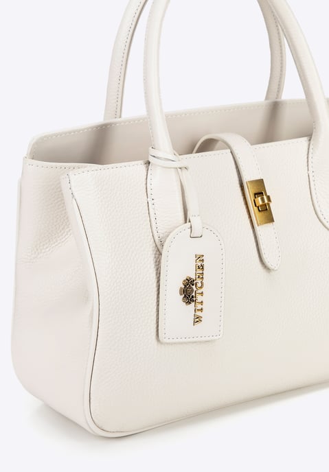 Wittchen Damen-Echtlederkoffer mit Quaste und Schnalle, Creme, Echtleder - Image 4