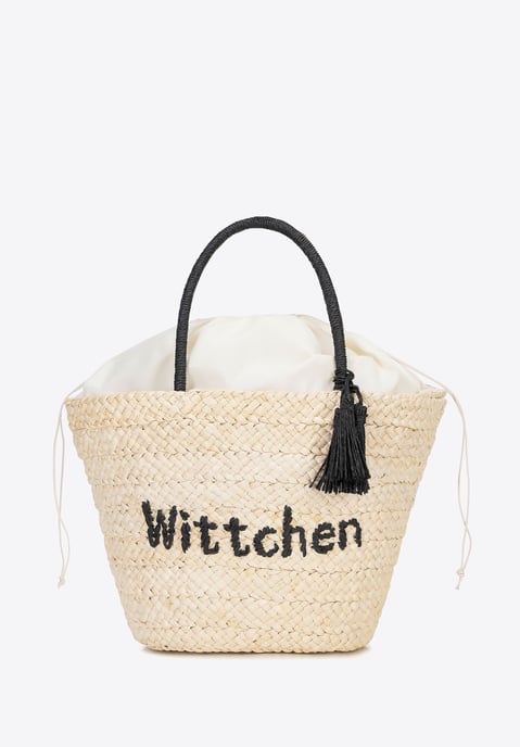 Wittchen Frauengeflochtener Korb mit Logo Beige und Schwarz Beige und Schwarz - Image 2