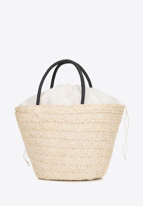 Wittchen Frauengeflochtener Korb mit Logo Beige und Schwarz Beige und Schwarz - Image 3
