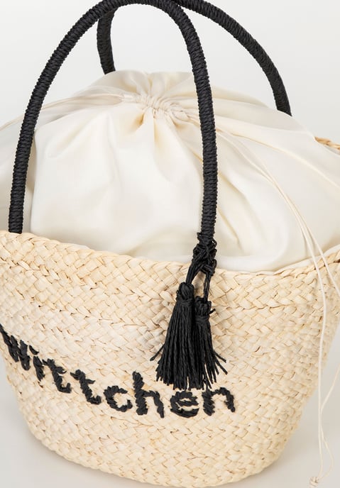 Wittchen Frauengeflochtener Korb mit Logo Beige und Schwarz Beige und Schwarz - Image 6