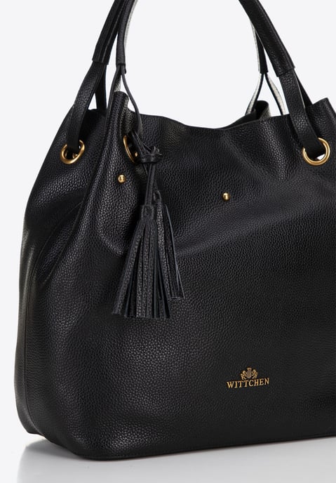 Wittchen Damen-Beuteltasche aus Leder, groß, schwarz und gold, Naturleder - Image 5