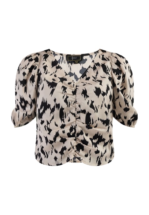 Faina Drapiertes Blusenshirt Damen beige/schwarz - Image 1