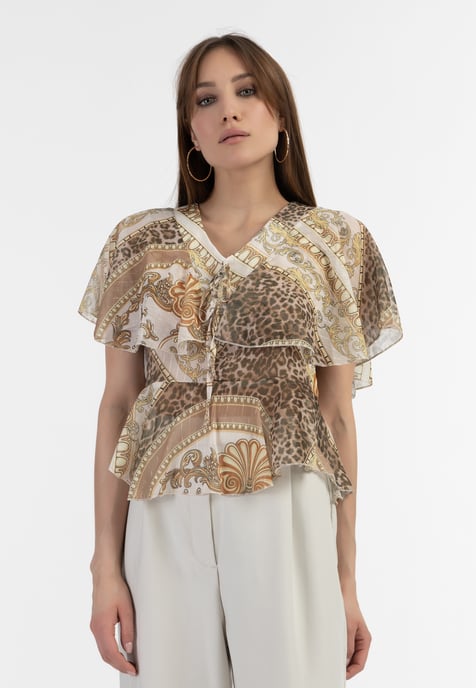 Faina Bluse Damen beige weiss - Image 3