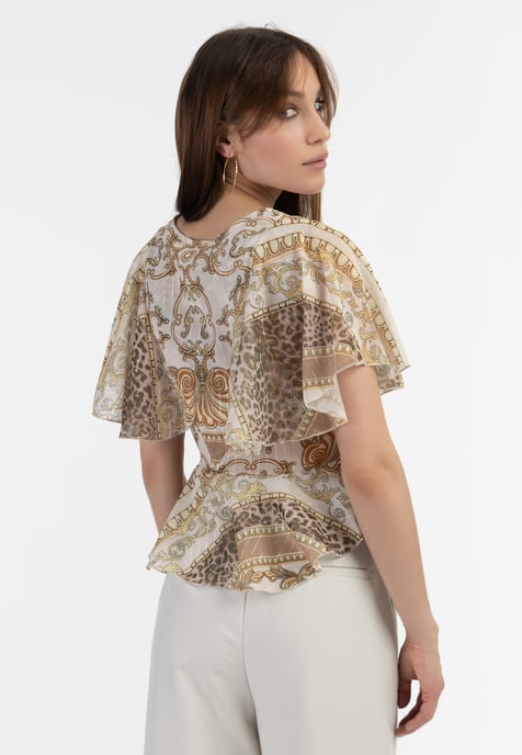 Faina Bluse Damen beige weiss - Image 4