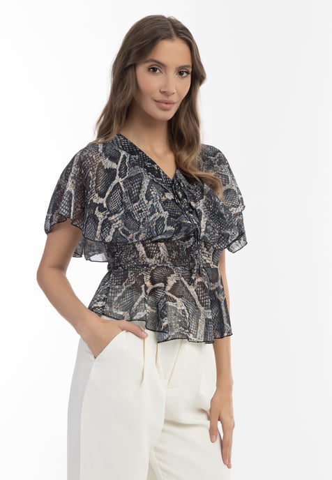 Faina Bluse Damen schwarz schlange - Image 3