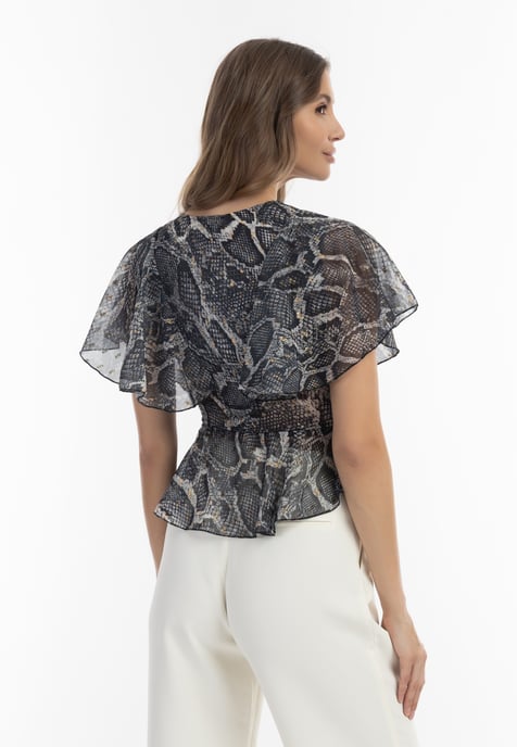 Faina Bluse Damen schwarz schlange - Image 4