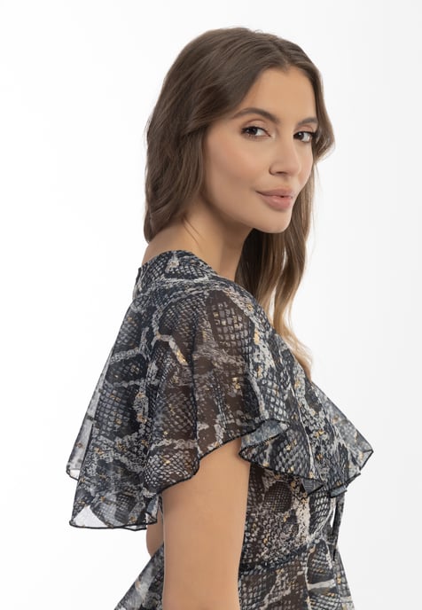 Faina Bluse Damen schwarz schlange - Image 5