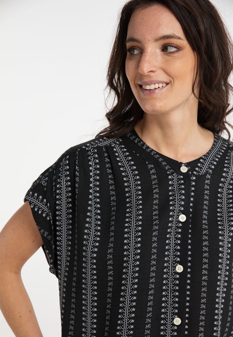 usha kurzarmbluse Damen schwarz weiss - Image 5
