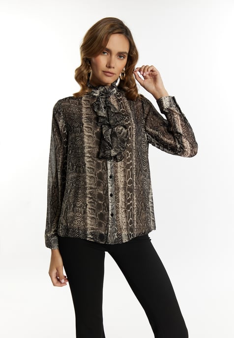 Faina Bluse Damen schwarz weiss - Image 3